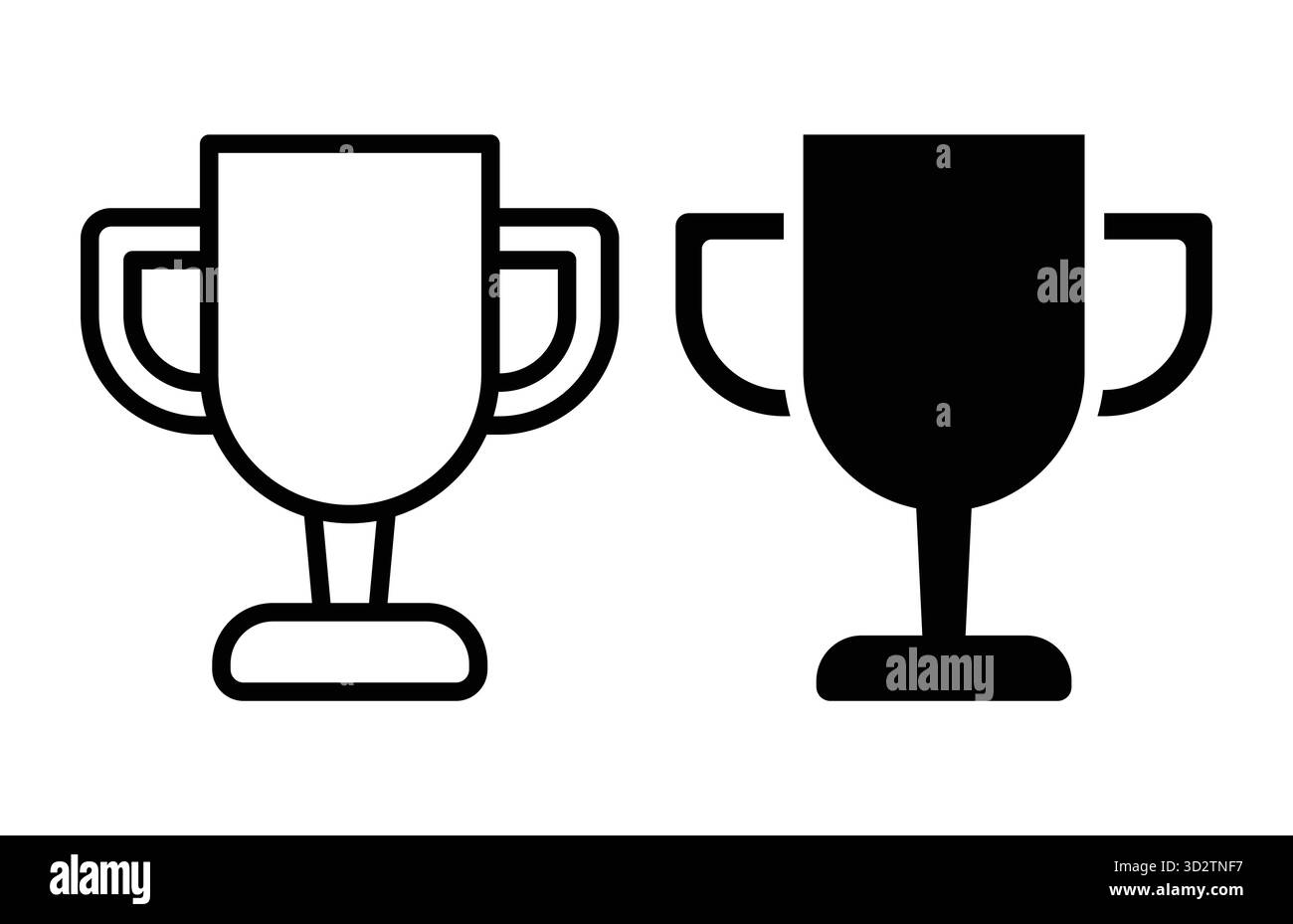 Ensemble d'icônes de trophée noir et blanc représentant la réussite et la compétition. Idéal pour les designs liés aux récompenses, à la reconnaissance et au thème de motivation Illustration de Vecteur