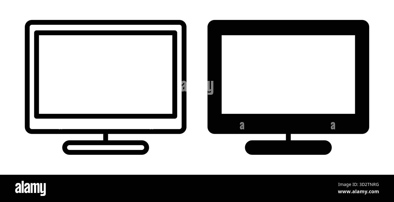 Cette image présente des illustrations en noir et blanc de moniteurs d'ordinateur côte à côte, mettant en valeur un design moderne et minimaliste adapté à divers di Illustration de Vecteur