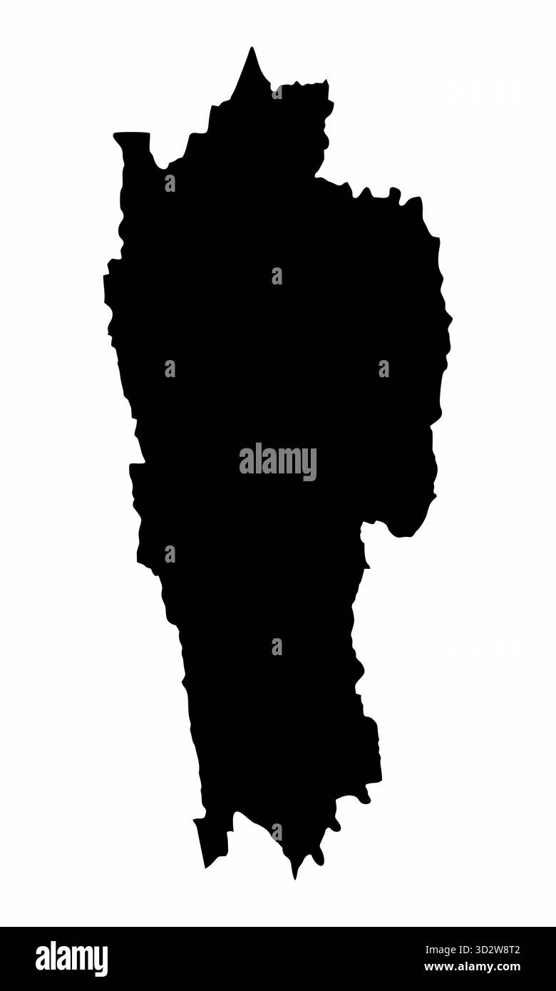 Carte de silhouette de Mizoram isolé sur fond blanc, Inde Illustration de Vecteur
