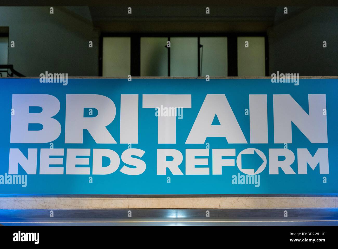 Londres, Royaume-Uni. 3 novembre 2025. Signalétique lors d'une conférence de presse de Reform UK au Banking Hall de la ville de Londres où le parti présente ses politiques de déréglementation financière pour créer une économie britannique pro-entrepreneuriale. Credit : Stephen Chung / Alamy Live News Banque D'Images