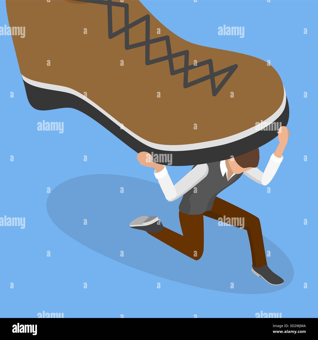 Illustration plate isométrique 3D de la violence du dictateur, esclavage corporatif Banque D'Images