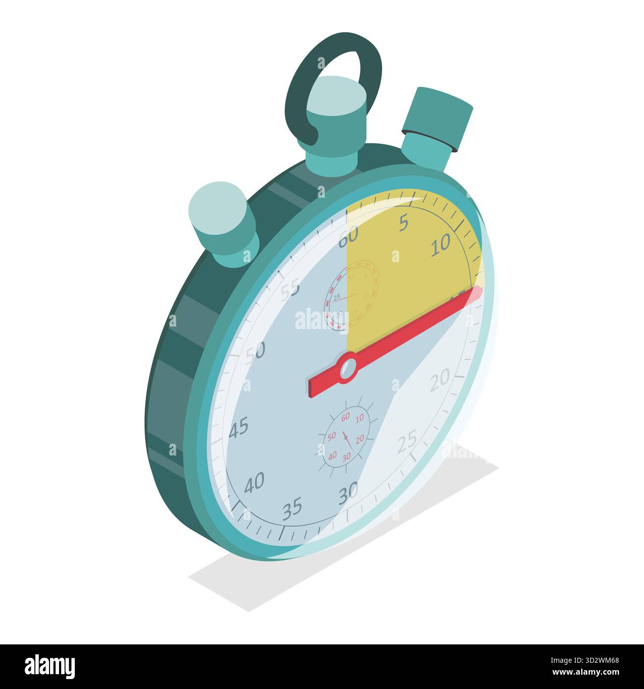 Jeu isométrique 3D plat de minuteurs à rebours, chronomètre. Point 4 Banque D'Images