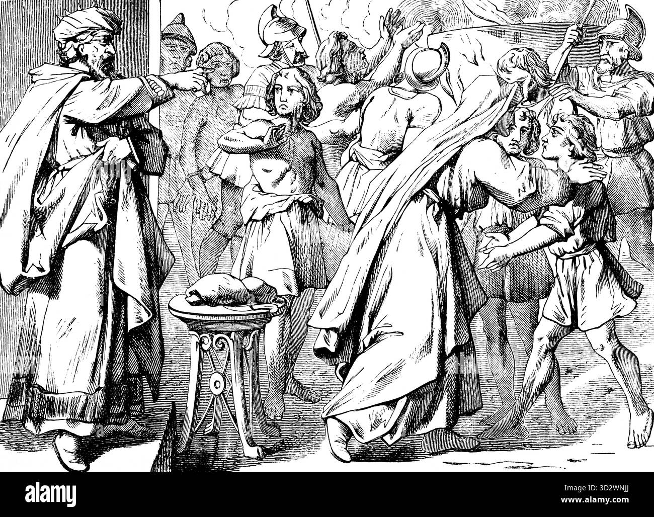 Martyre de la mère et de ses sept fils, ordres du roi en colère, deuxième livre de Maccabées, chapitre 7, sept frères, mort, martyr, captif, kin Banque D'Images