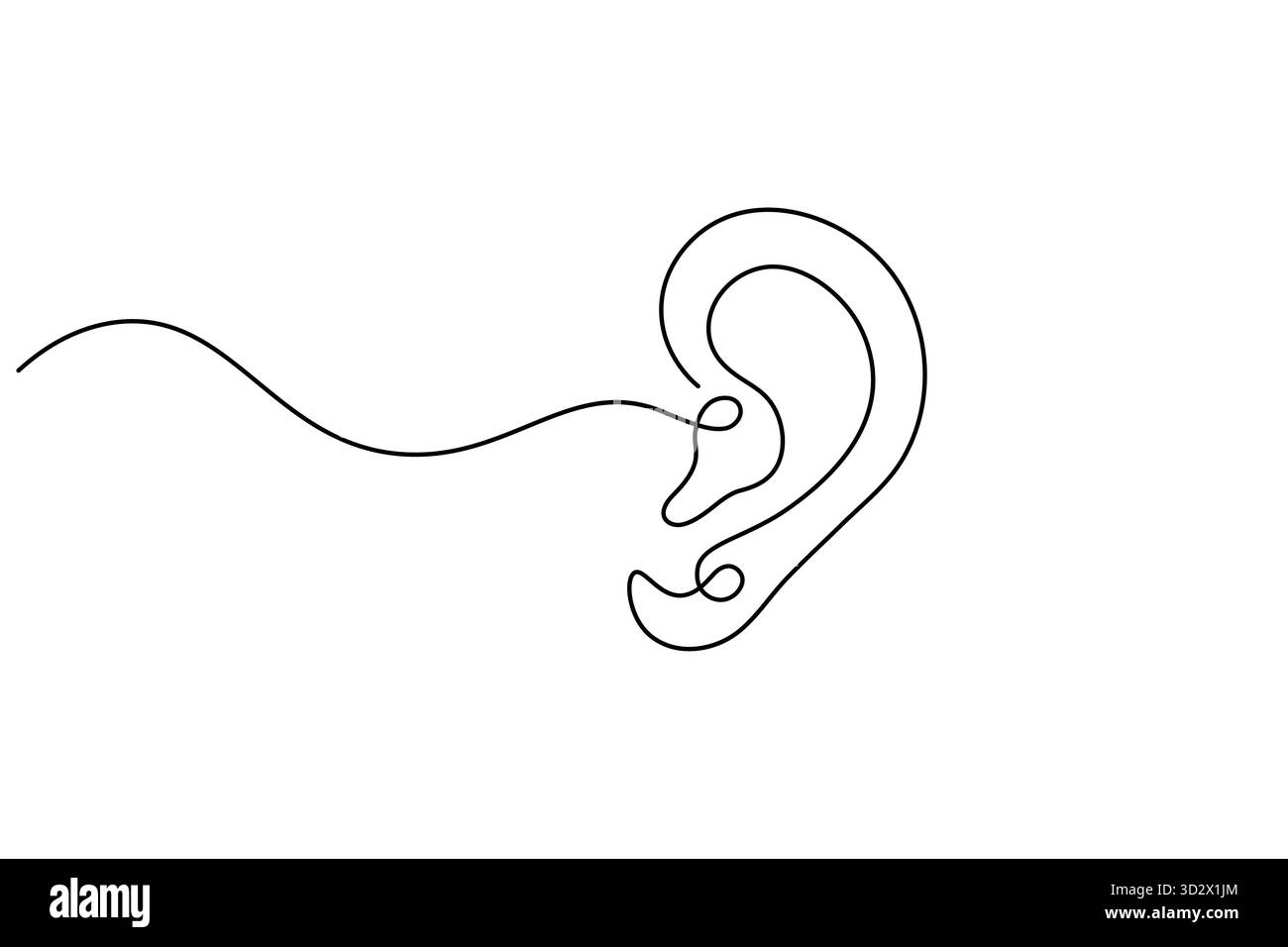 Human Ear dessin continu d'une ligne avec Sound Wave illustration de concept auditif minimaliste d'une ligne Illustration de Vecteur