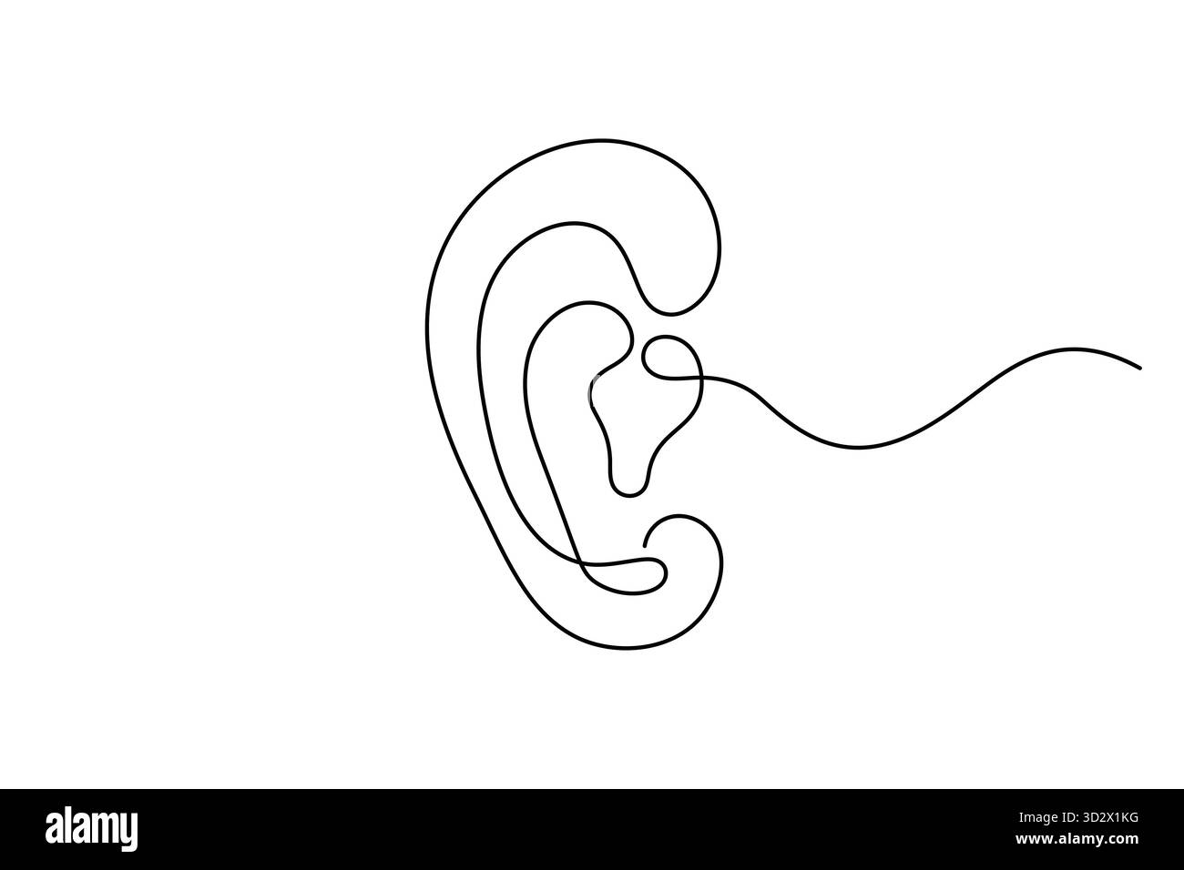 Human Ear dessin continu d'une ligne avec Sound Wave illustration de concept auditif minimaliste d'une ligne Illustration de Vecteur