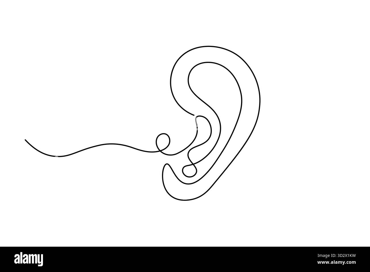 Human Ear dessin continu d'une ligne avec Sound Wave illustration de concept auditif minimaliste d'une ligne Illustration de Vecteur