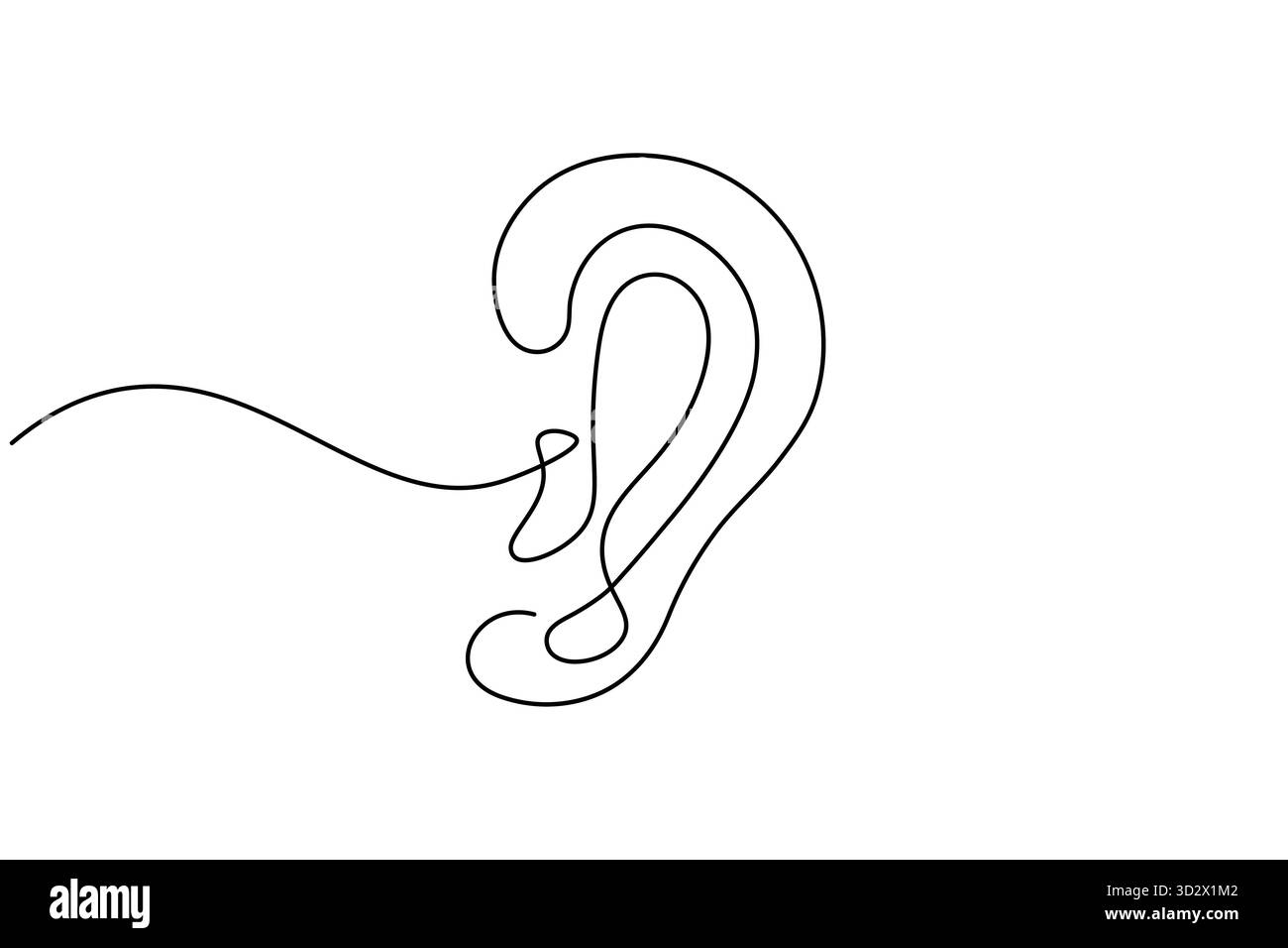 Human Ear dessin continu d'une ligne avec Sound Wave illustration de concept auditif minimaliste d'une ligne Illustration de Vecteur