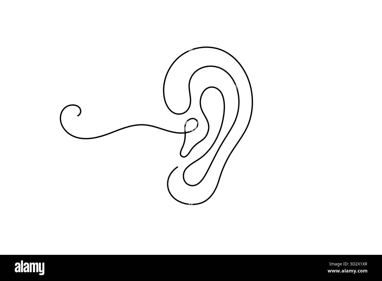 Human Ear dessin continu d'une ligne avec Sound Wave illustration de concept auditif minimaliste d'une ligne Illustration de Vecteur