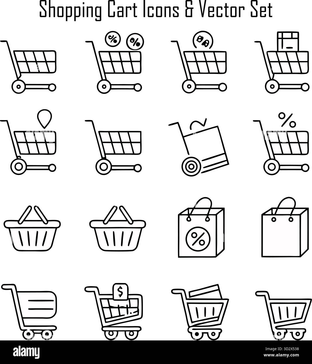 Panier plein de produits d'épicerie dans l'allée du supermarché Illustration de Vecteur