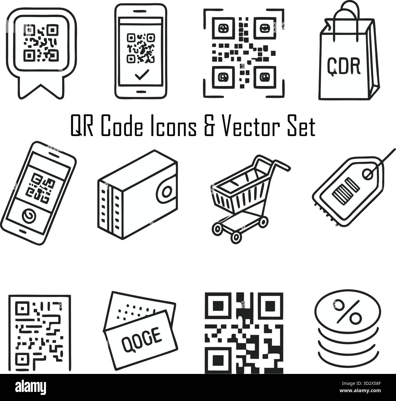 Symboles Digital Scan, Mobile Payment et Smart Technology Illustration de Vecteur