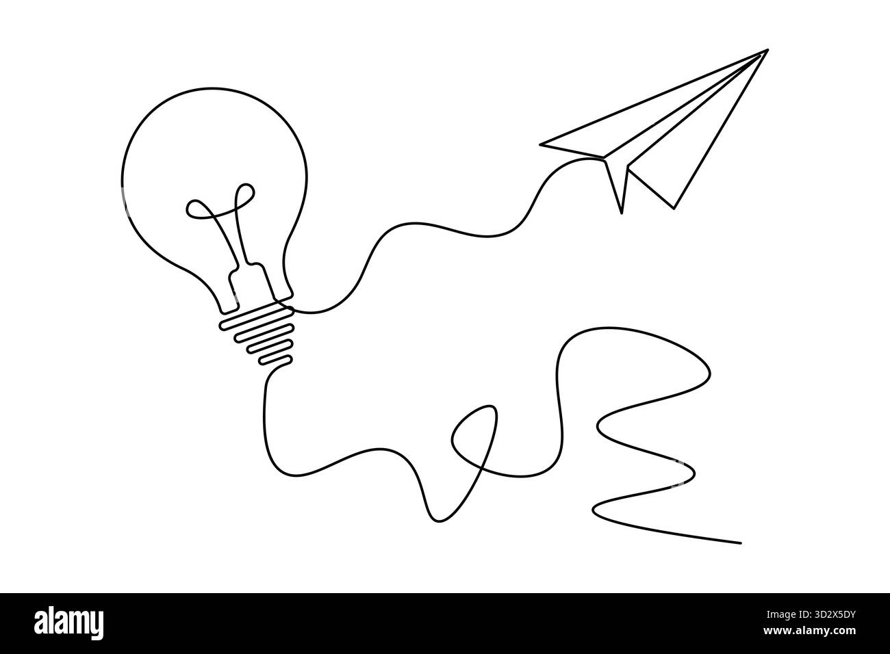 Icône d'ampoule d'éclairage dessin continu d'une ligne illustration vectorielle de contour minimaliste Illustration de Vecteur