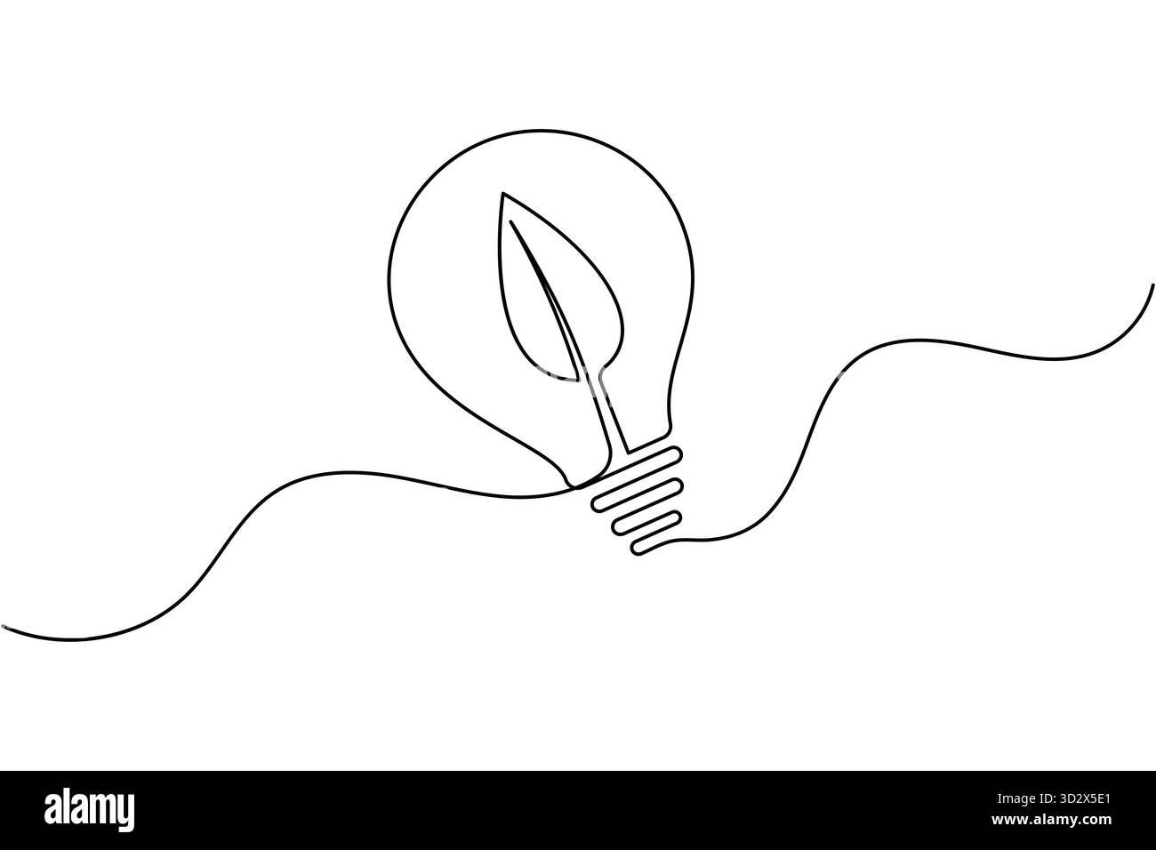 Icône d'ampoule d'éclairage dessin continu d'une ligne illustration vectorielle de contour minimaliste Illustration de Vecteur