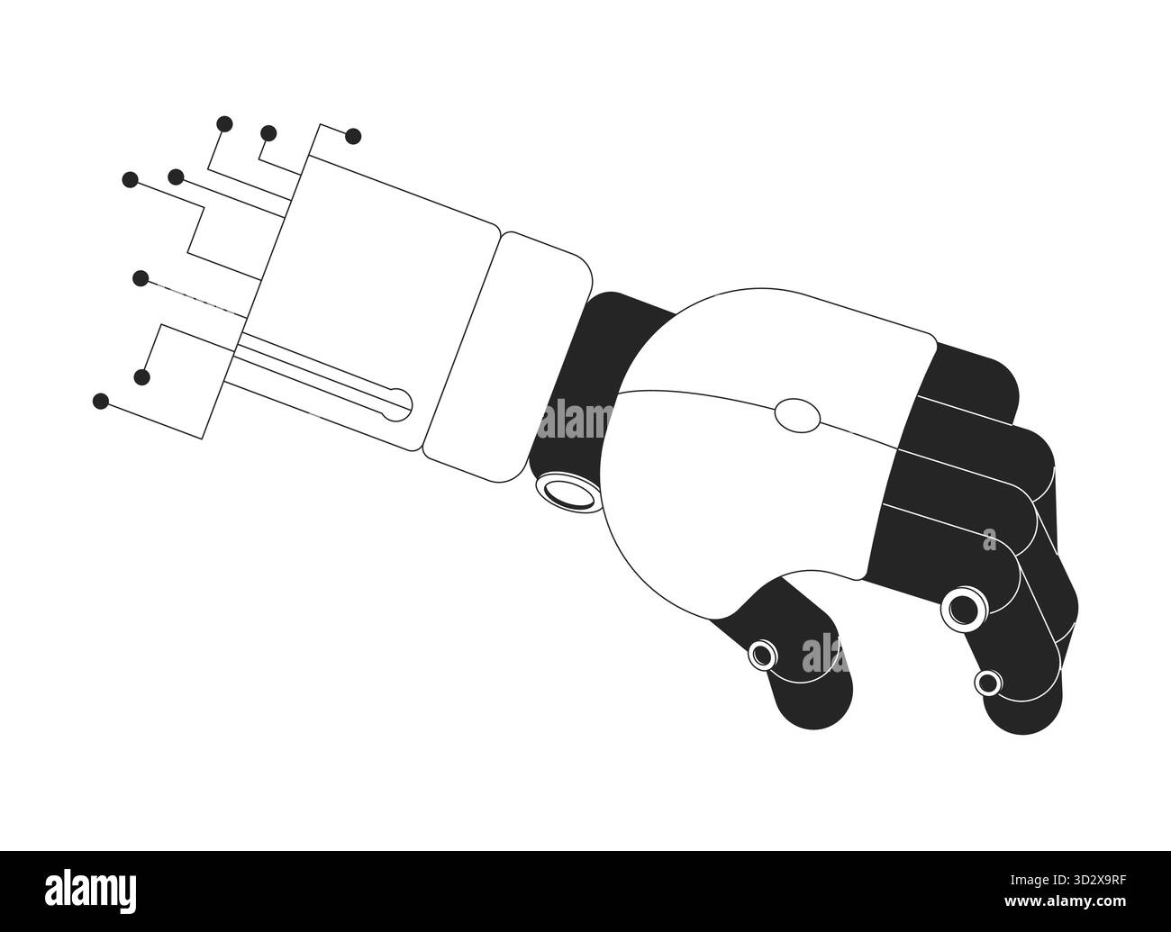 Main robotisée avec illustration de contour de circuit numérique Illustration de Vecteur