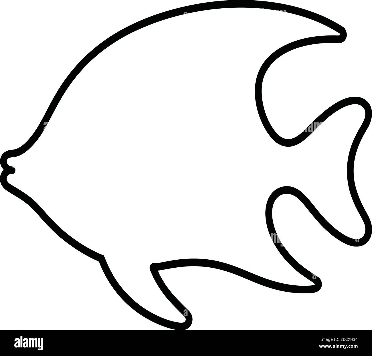 Cette image présente un contour minimaliste d'un poisson, caractérisé par des lignes fluides et lisses qui définissent sa forme. La simplicité du design fait Illustration de Vecteur