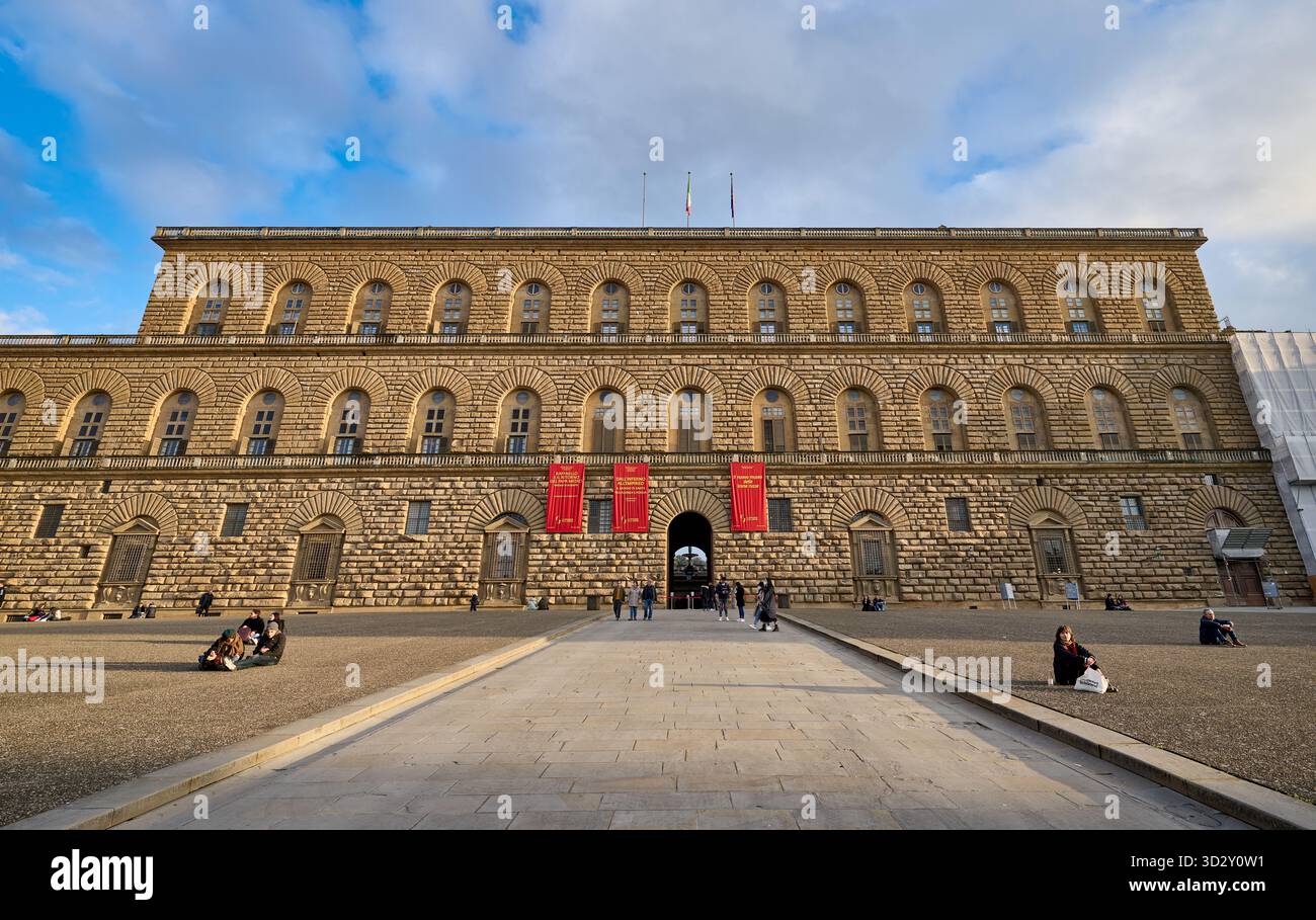 Vue extérieure du Palazzo Pitti, Florence, Toscane, Italie Banque D'Images