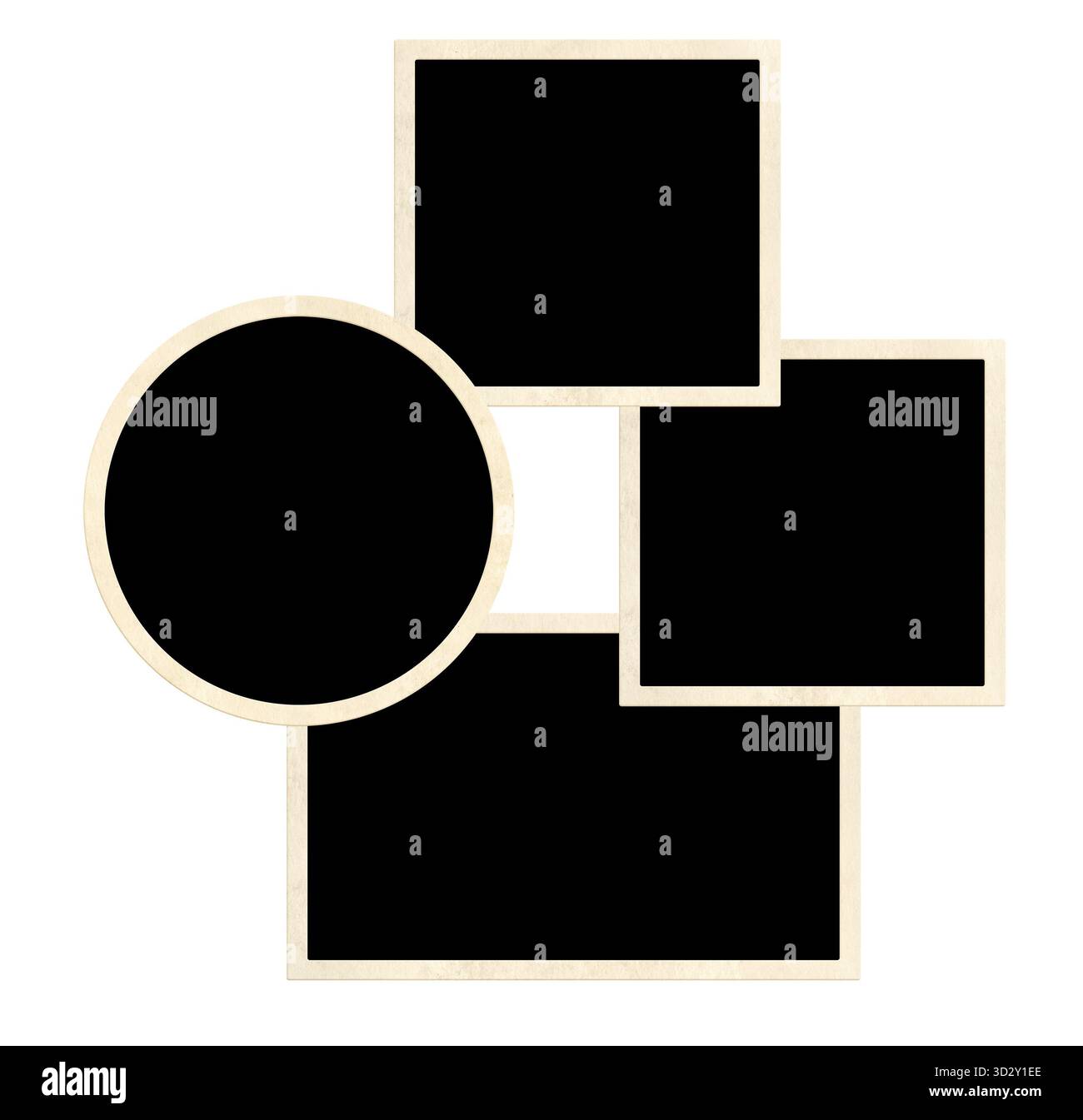 Collage de modèle avec quatre photos de cadre rétro. Grille d'album d'images de moodboard pour scrapbooking. Tableau d'humeur de style vintage. Isolé sur dos blanc Banque D'Images