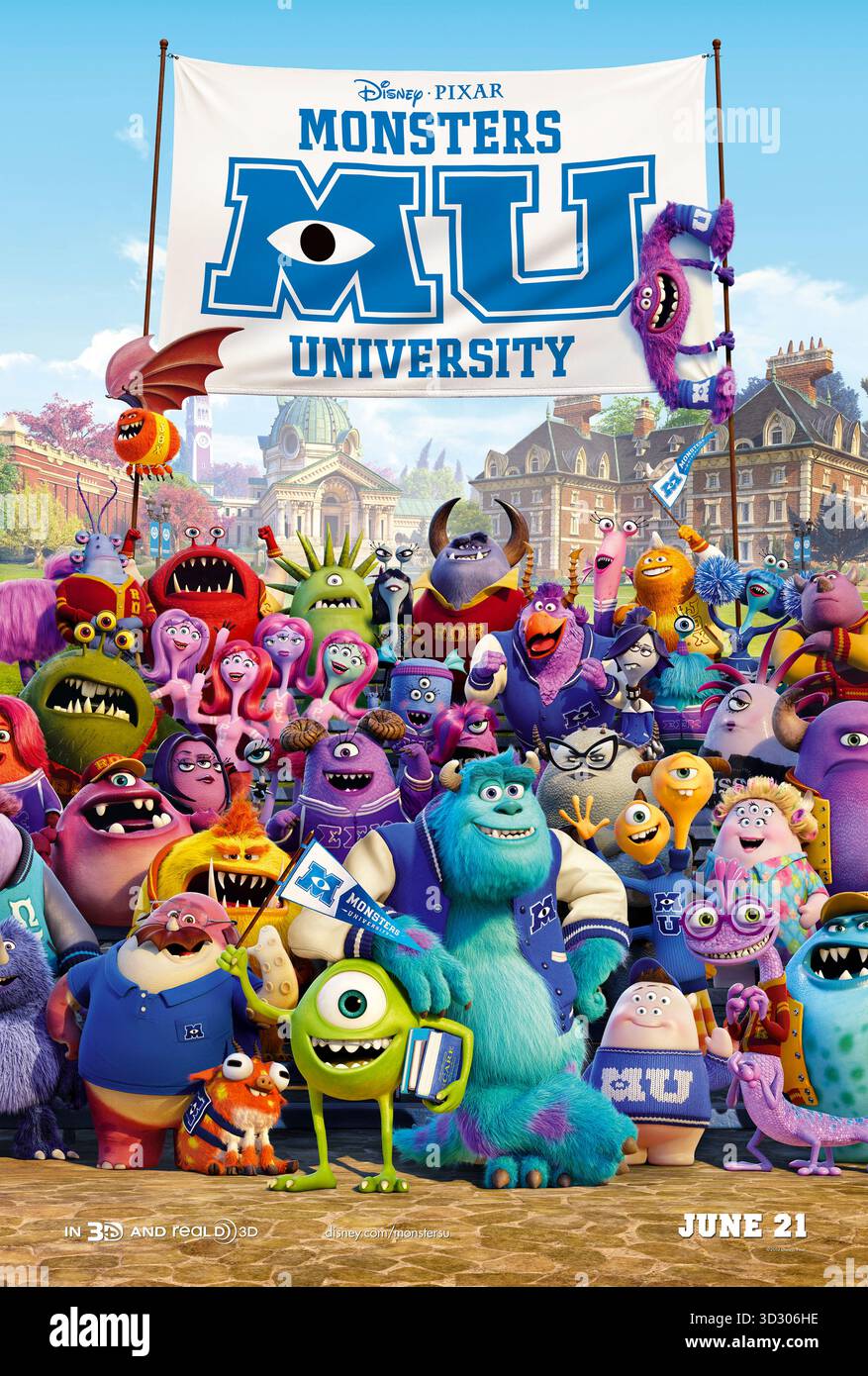 Monstres University (2013) réalisé par Dan Scanlon et mettant en vedette Billy Crystal, John Goodman et Helen Mirren. La rivalité universitaire de Mike et Sulli se transforme en amitié alors qu'ils apprennent ce qu'il faut pour devenir les meilleurs effrayeurs. Affiche AMÉRICAINE À une feuille POUR USAGE ÉDITORIAL UNIQUEMENT. Crédit : BFA / Walt Disney Studios Motion Pictures Banque D'Images