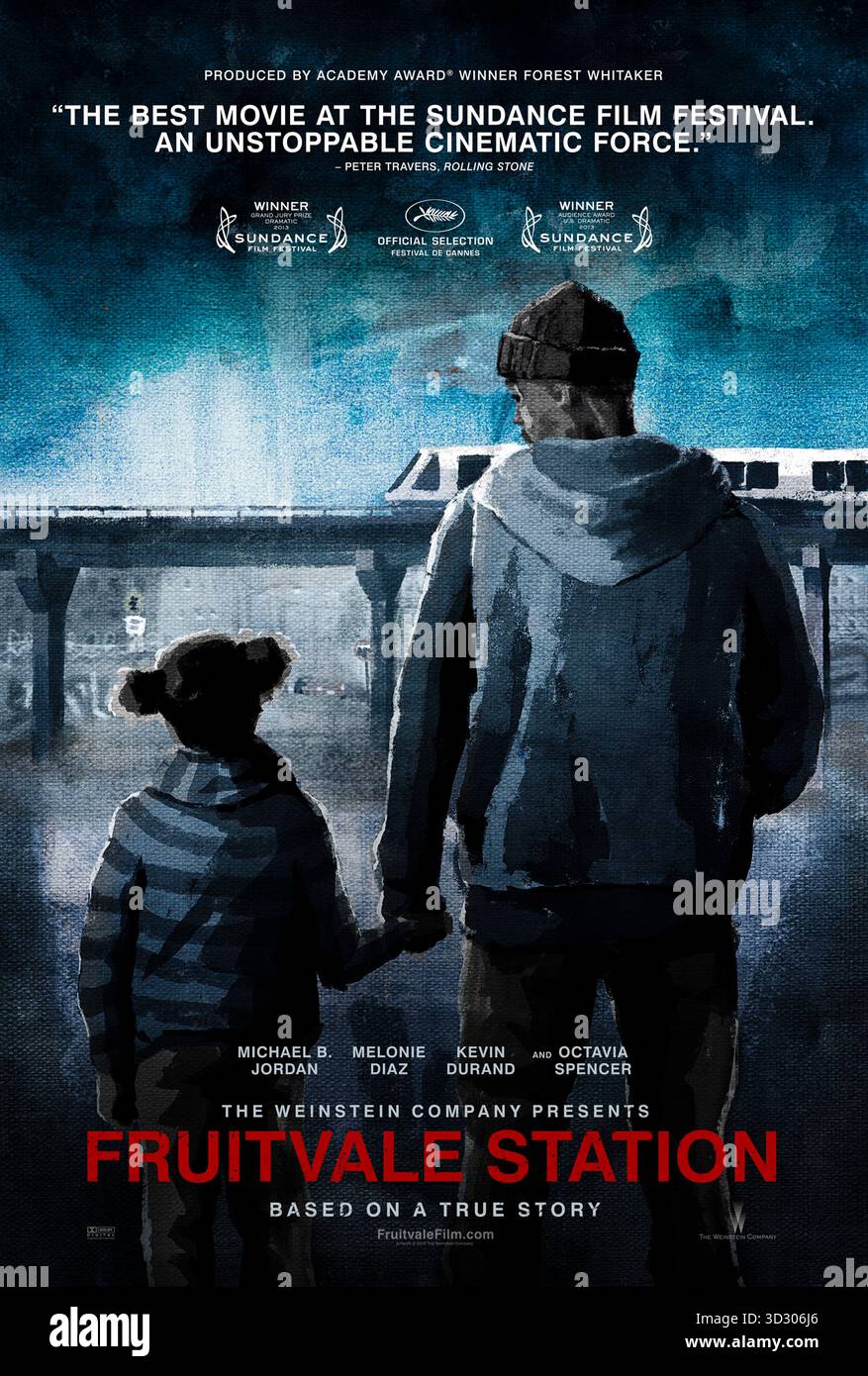 Fruitvale Station (2013) réalisé par Ryan Coogler avec Michael B. Jordan, Octavia Spencer et Melonie Diaz. Basé sur une histoire vraie, Oscar Grant fait face à des événements tragiques la veille du nouvel an à la station BART Fruitvale à Oakland. Affiche AMÉRICAINE À une feuille POUR USAGE ÉDITORIAL UNIQUEMENT. Crédit : BFA / The Weinstein Company Banque D'Images