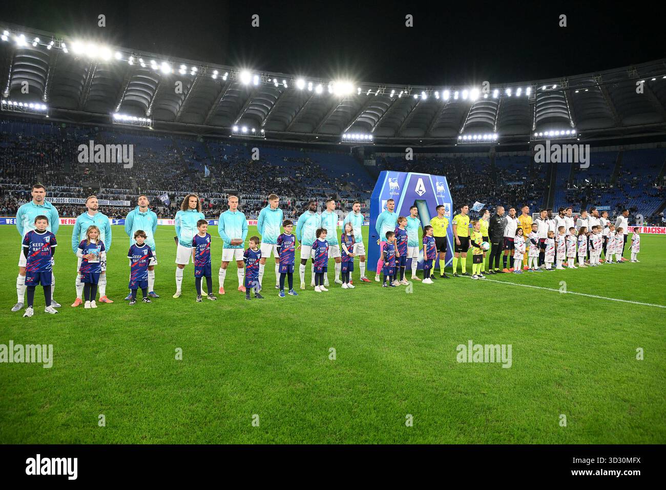 Rome, Italie. 3 novembre 2025, stade Olimpico, Rome, Italie ; Serie A Enilive Football match ; Lazio contre Cagliari ; la ligne de départ de SS Lazio, la ligne de départ de Cagliari crédit : Roberto Ramaccia/Alamy Live News Banque D'Images