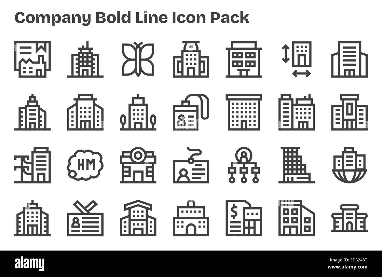 Ensemble de 28 icônes Extra Bold Line-style sur le thème de l'entreprise, conçu pour une intégration transparente dans les applications et les sites Web. Illustration de Vecteur