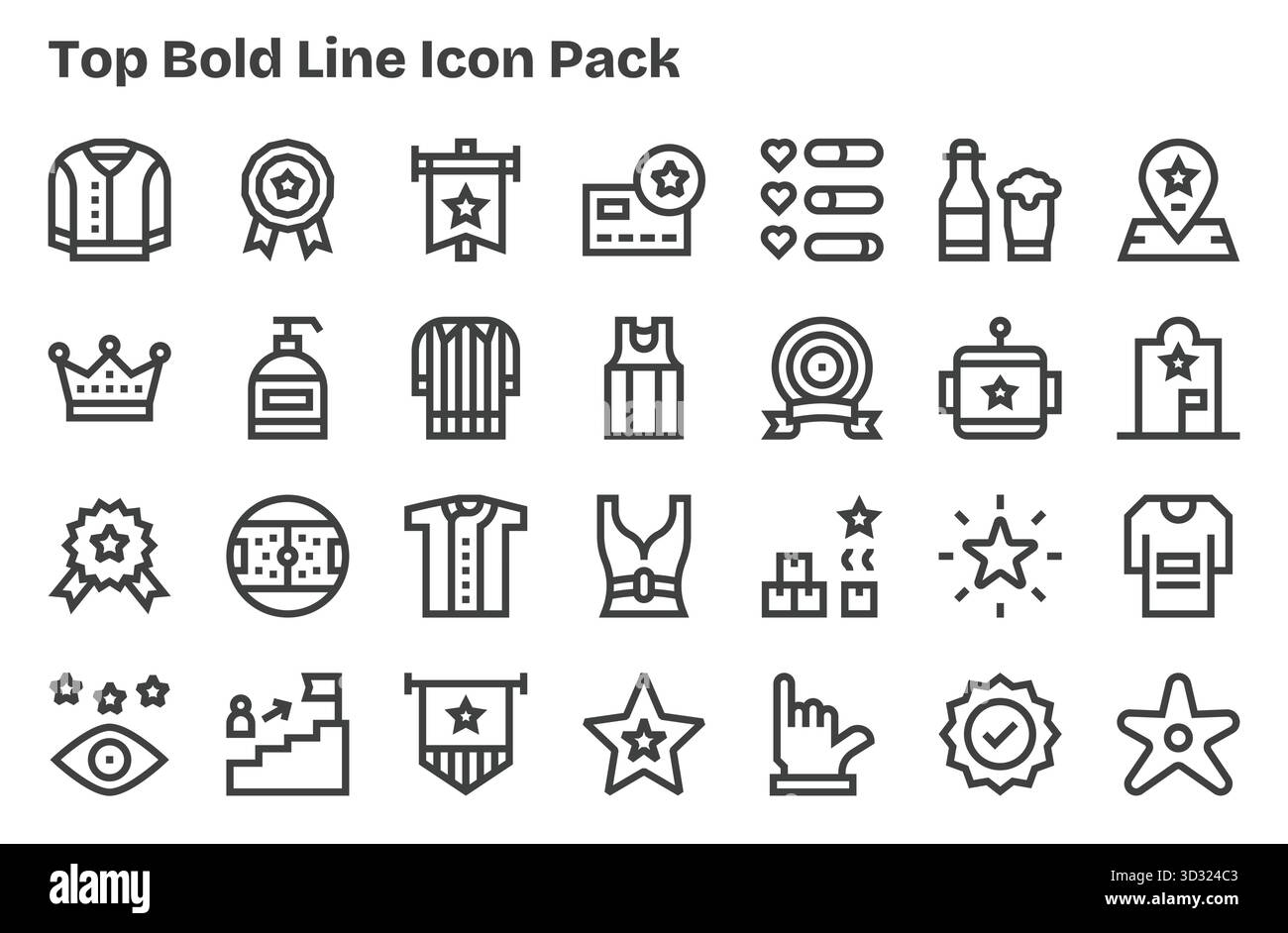 Pack organisé de 28 icônes vectorielles dans la conception Extra Bold Line, centré autour de Top concepts. Illustration de Vecteur