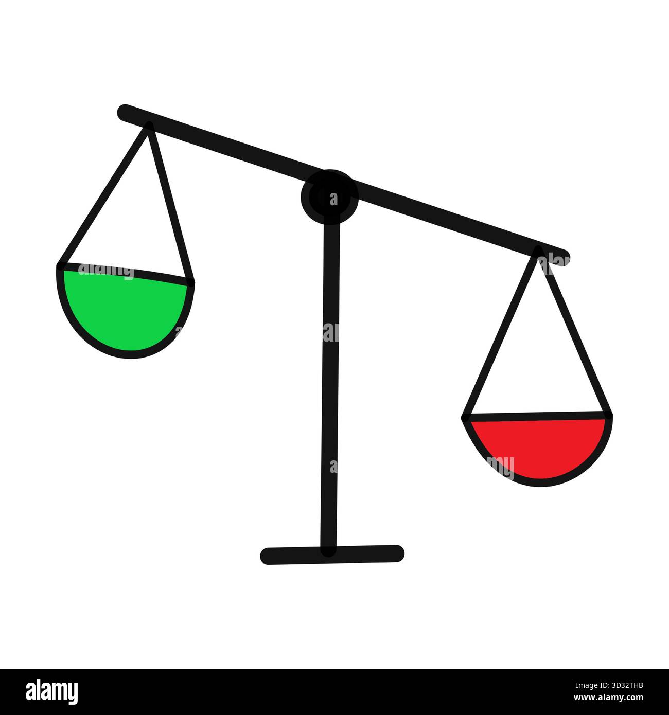 balance de pesage comparaison haute et basse couleur verte et rouge différence solor haut et bas Illustration de Vecteur
