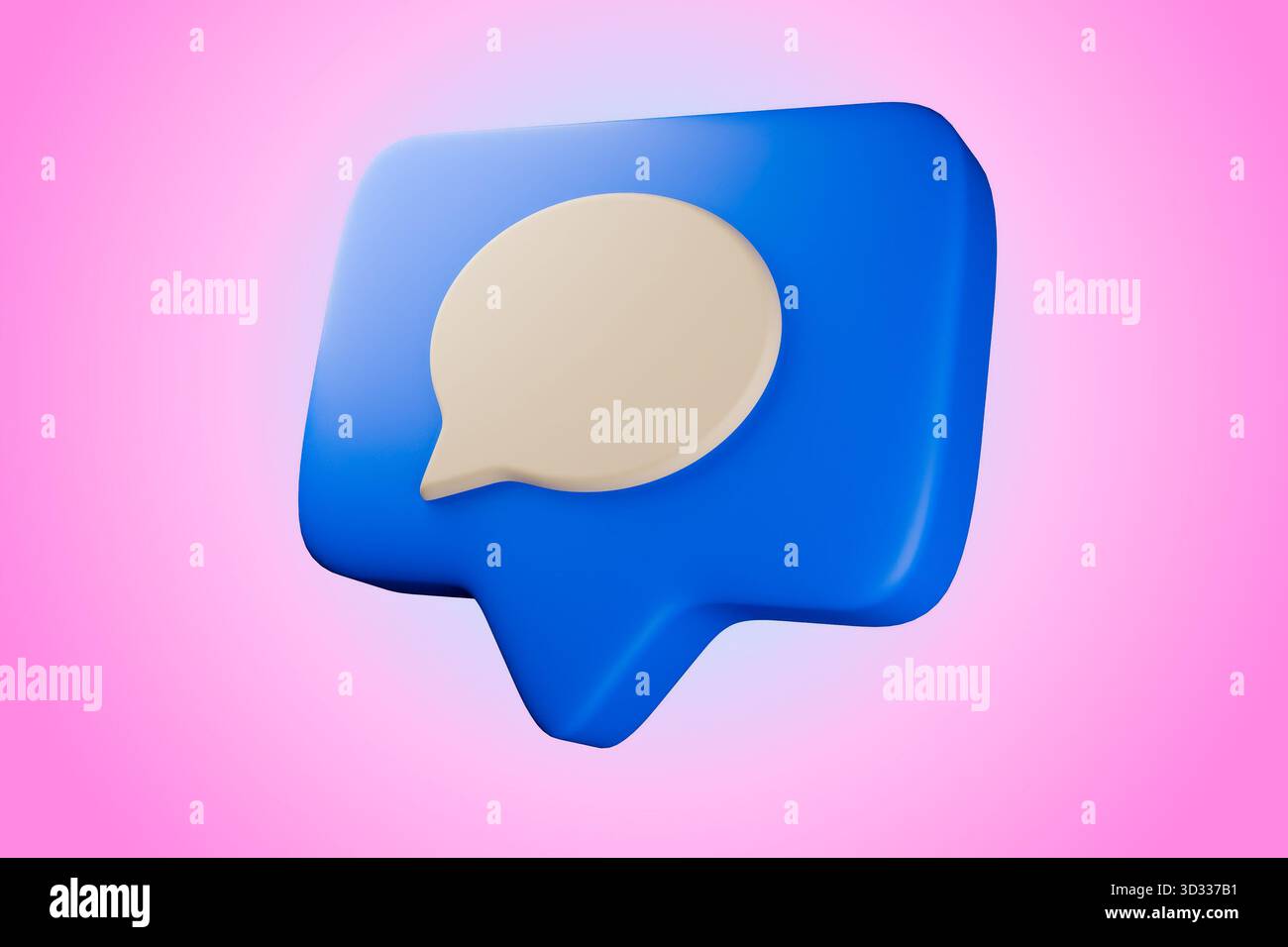 L'image montre une icône de chat ou de message 3D. Banque D'Images