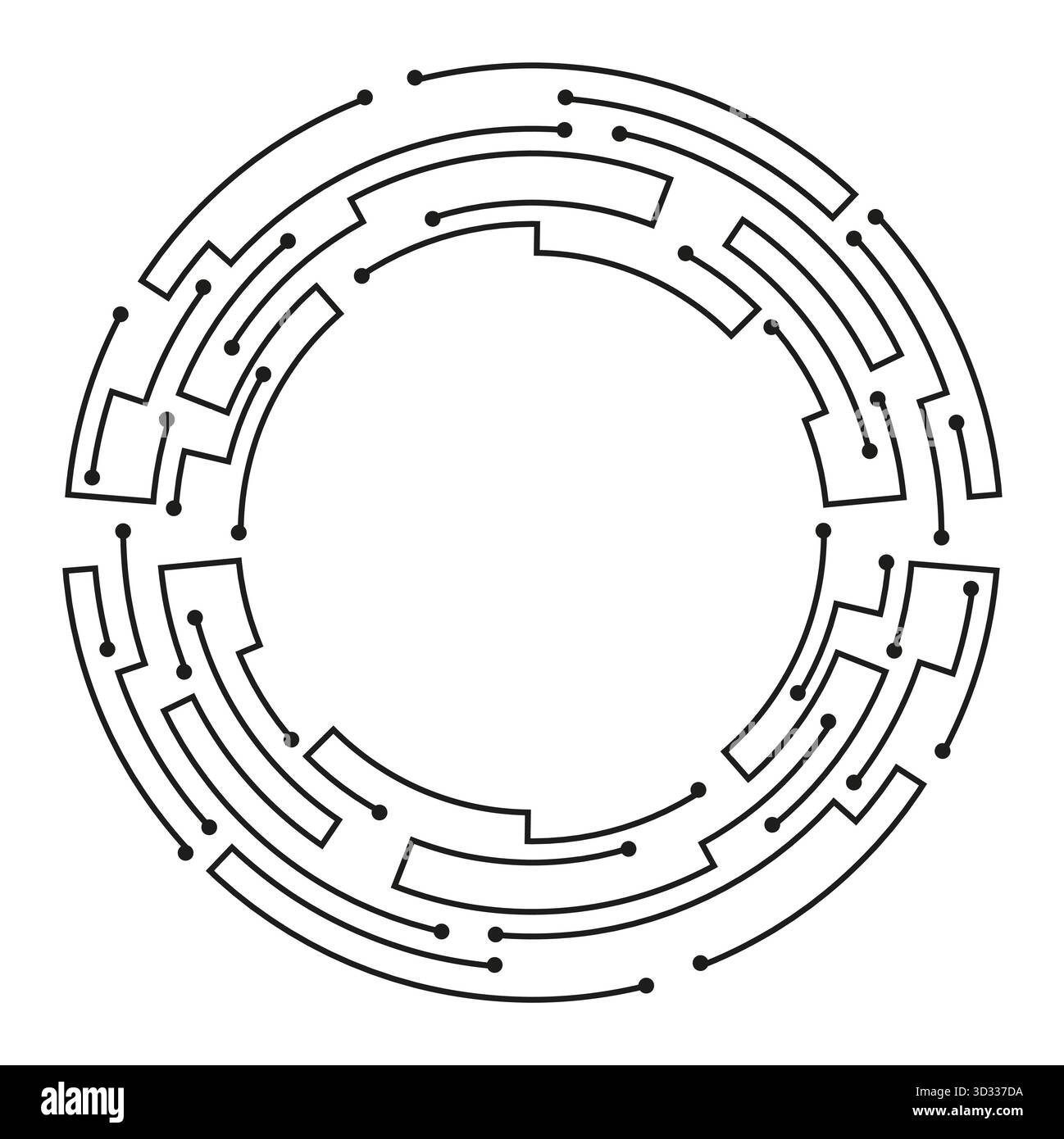 Conception futuriste de circuits circulaires pour des projets à thème technologique Illustration de Vecteur
