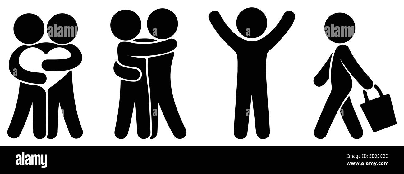 Amitié, câlin, personnes de groupe, icône de vecteur d'unité d'équipe d'affaires Illustration de Vecteur