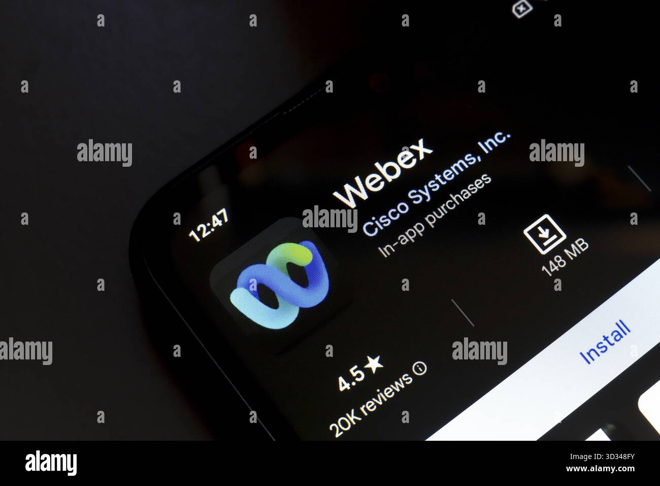 31 octobre 2024, Brésil. Dans cette illustration photo, le logo de l'application Cisco Webex est affiché sur l'écran d'un smartphone Banque D'Images