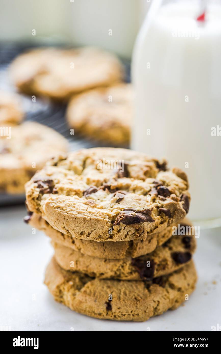 Pile de biscuits au caramel salé, idée petit déjeuner Banque D'Images