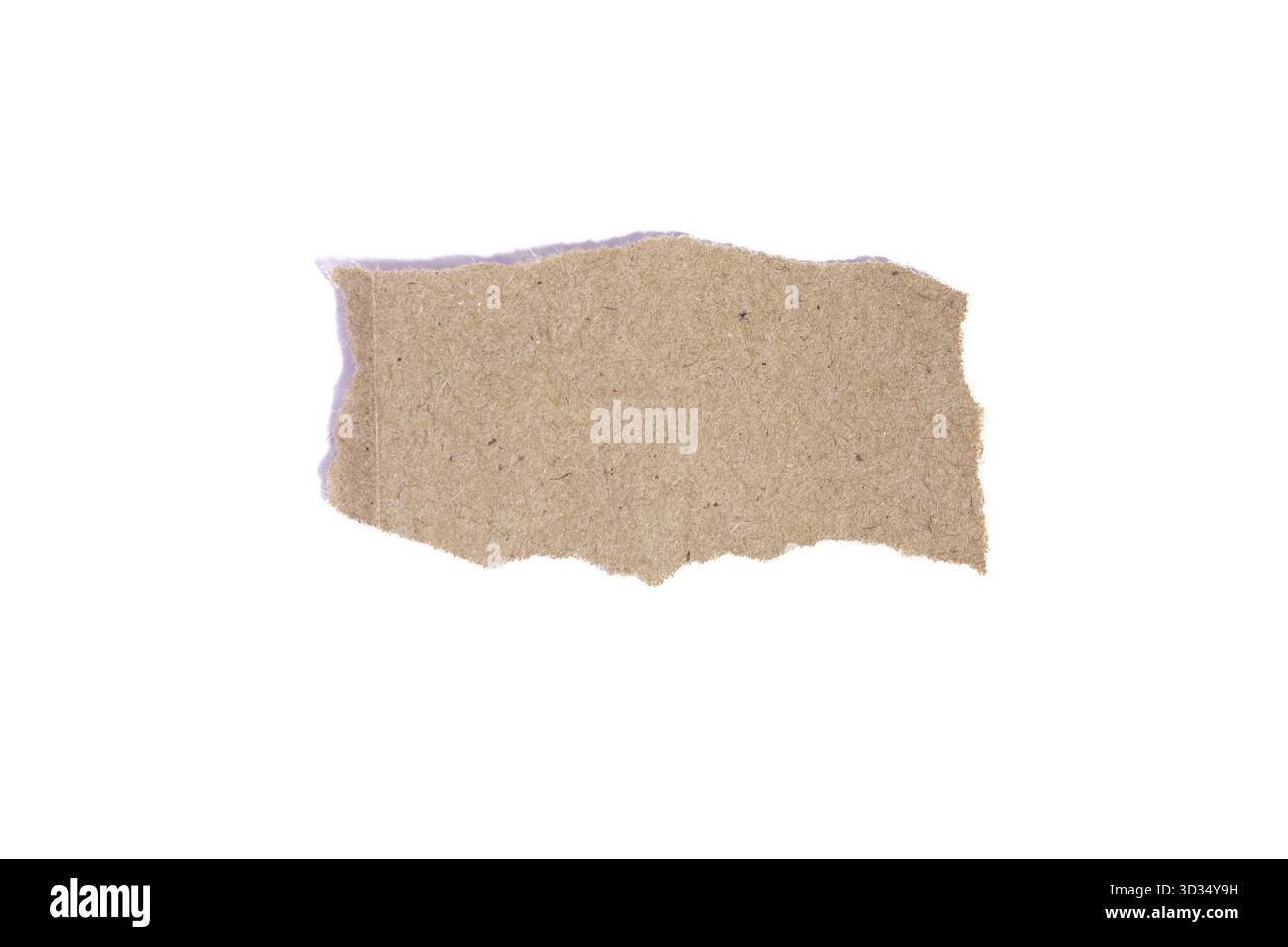 Vieux papier parchemin bords déchirés bandes isolées. Morceau de papier de bords déchirés jaune déchiré isolé sur fond blanc. Banque D'Images
