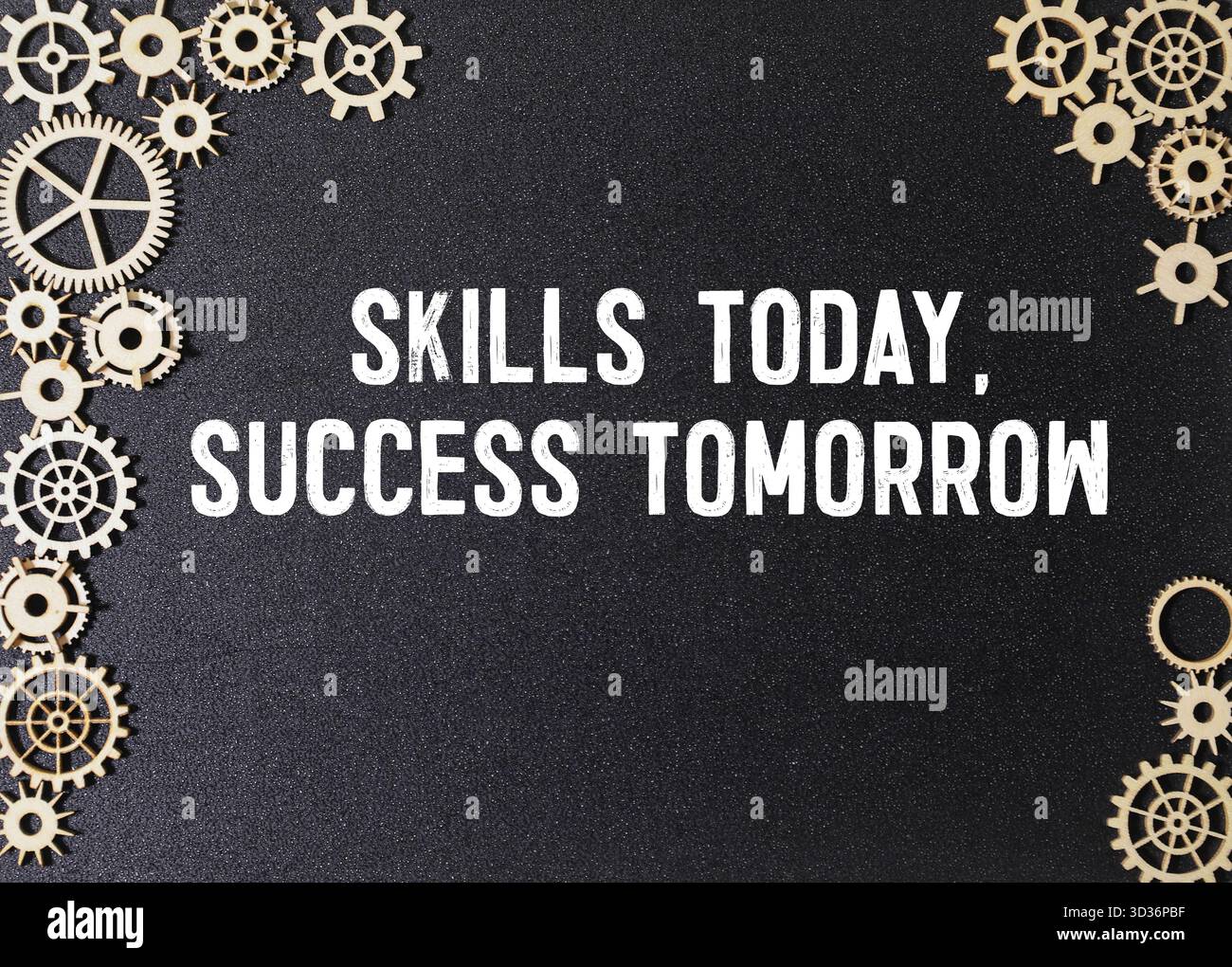 Concept de citation de succès par alphabets en bois disposés sur le mur de bois, ce que vous faites aujourd'hui peut améliorer tout demain Banque D'Images