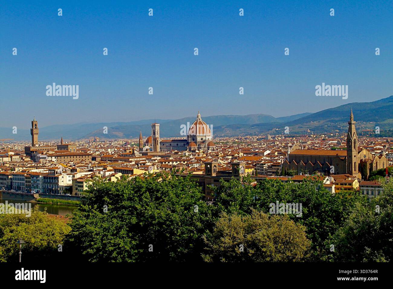 Vue de Florence depuis Piazzale Michelangelo, Toscane, Italie. Banque D'Images