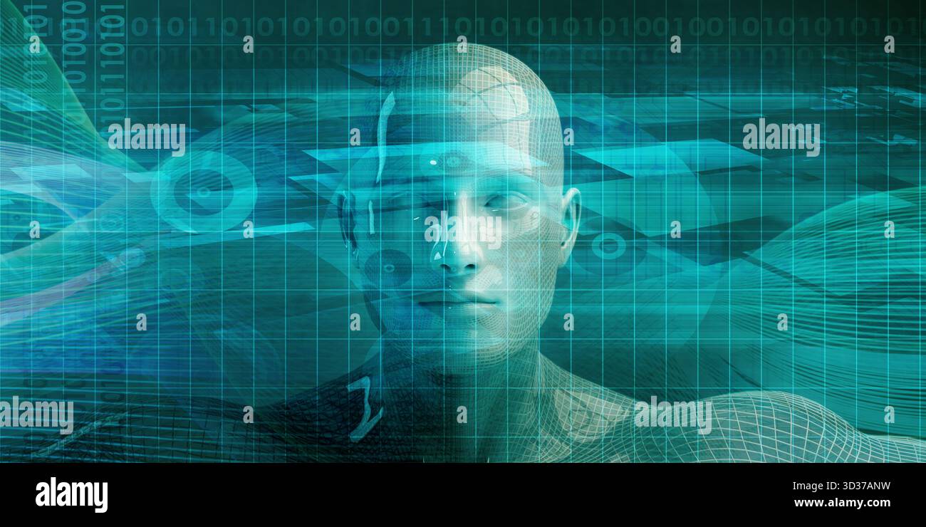 L'influence cybernétique avancée définit l'innovation et la croissance numériques radieuses Banque D'Images