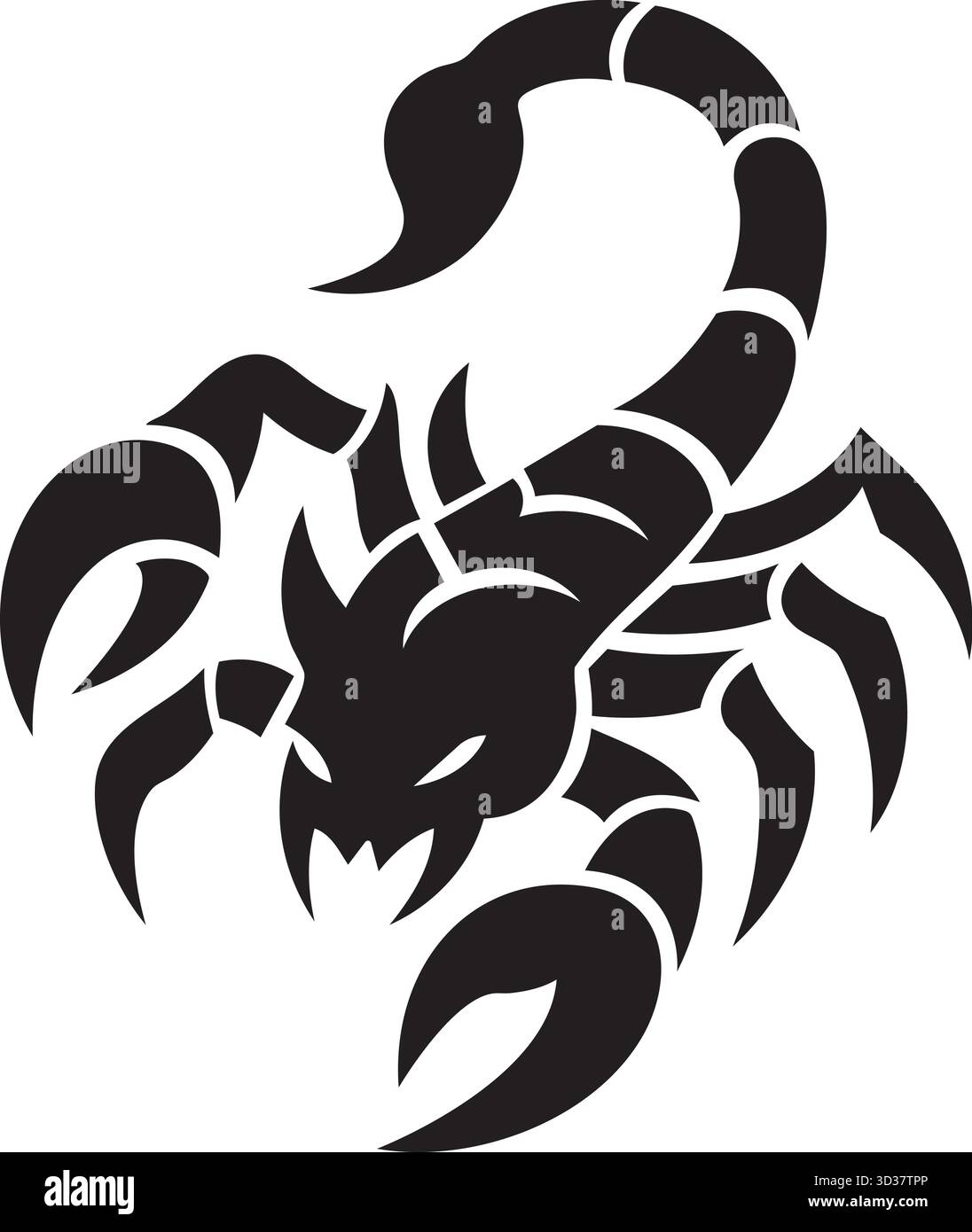 Vecteur agressif de tatouage tribal Scorpion noir - Silhouette stylisée d'insecte de signe du zodiaque pour le jeu, le sport ou le logo Edgy Illustration de Vecteur