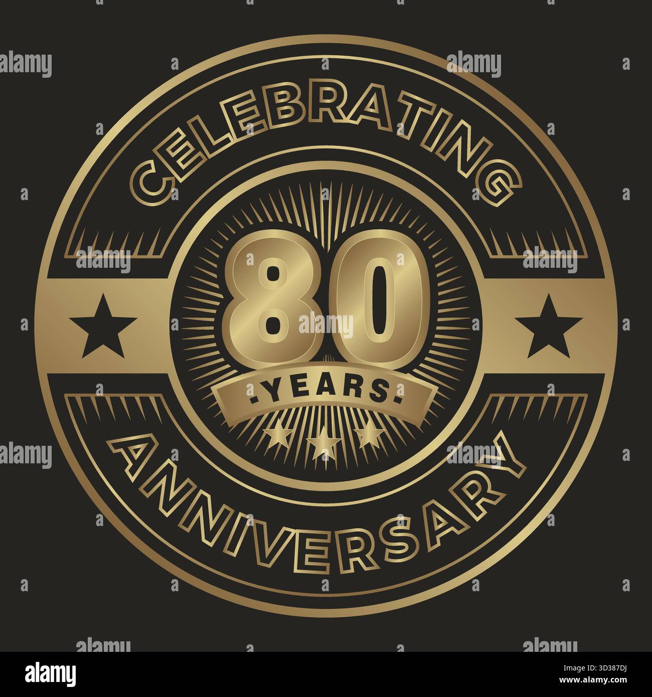 logo emblème anniversaire célébrant 80 ans Illustration de Vecteur