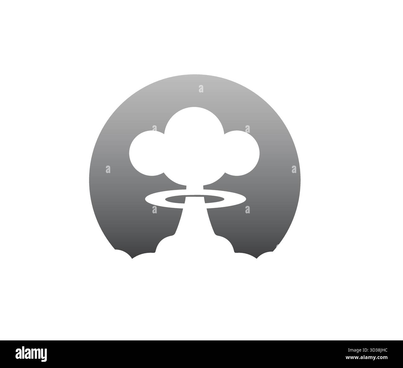 Emblématique Black and White Atomic Mushroom Cloud logo Vector lIllustration Illustration de Vecteur