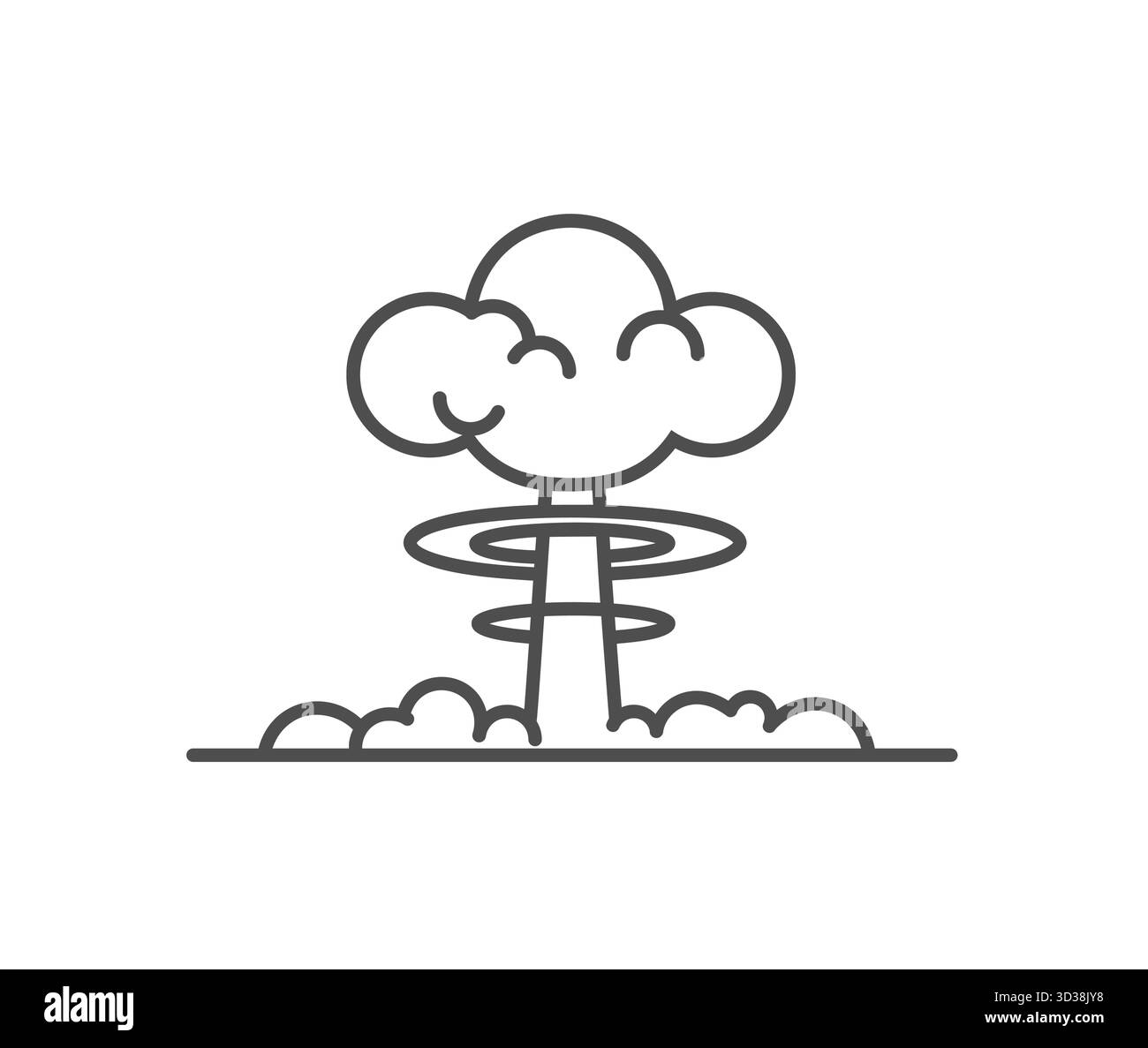 Emblématique Black and White Atomic Mushroom Cloud logo Vector lIllustration Illustration de Vecteur
