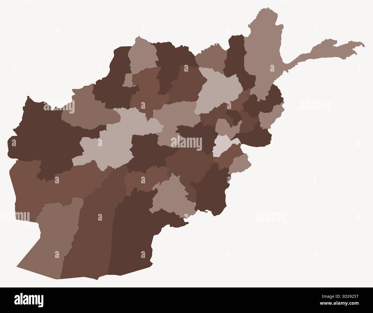 Carte de l'Afghanistan avec les régions. Une carte de frontière de pays simple avec division régionale. Utilise une palette de couleurs marron. Illustration de Vecteur