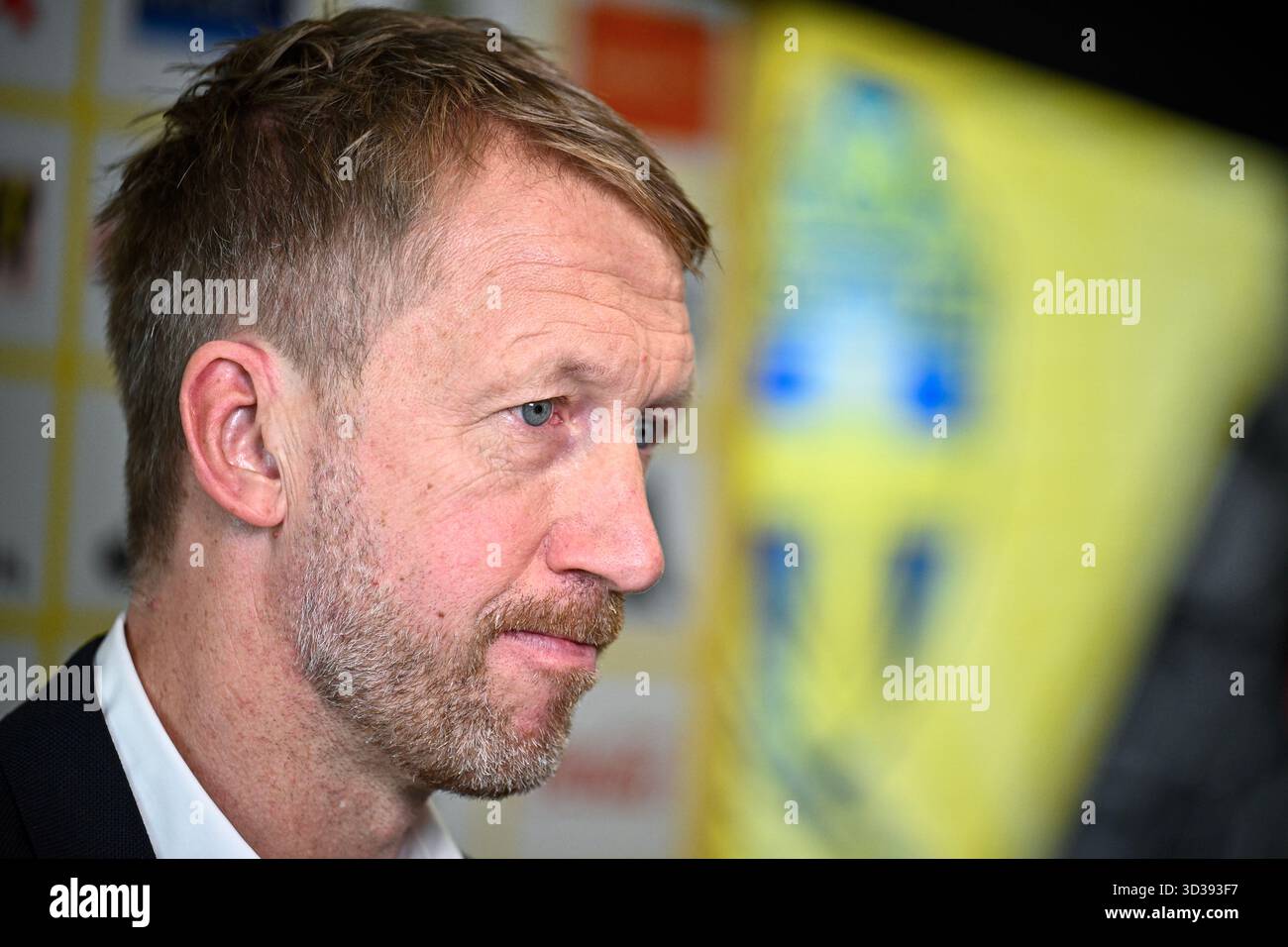 Stockholm, Suède. 05 novembre 2025. STOCKHOLM, SUÈDE 20251105Le capitaine de l'équipe nationale Graham Potter présente sa première équipe pour l'équipe nationale masculine de football avant les prochaines qualifications de la Coupe du monde. Photo : Pontus Lundahl/TT/Code 10050 ce texte est traduit automatiquement crédit : TT News Agency/Alamy Live News Banque D'Images