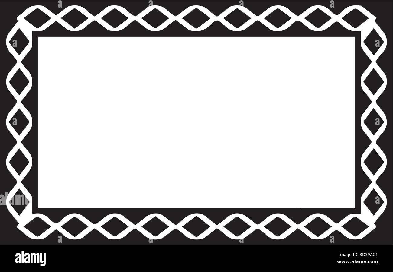 Élégant cadre géométrique noir et blanc pour invitations et décoration Illustration de Vecteur