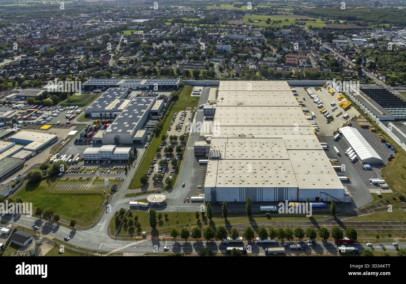 Vue aérienne, Hammer Hafen, MGL Metro Group, société de logistique, Hamm, région de la Ruhr, Rhénanie du Nord-Westphalie, Allemagne Banque D'Images