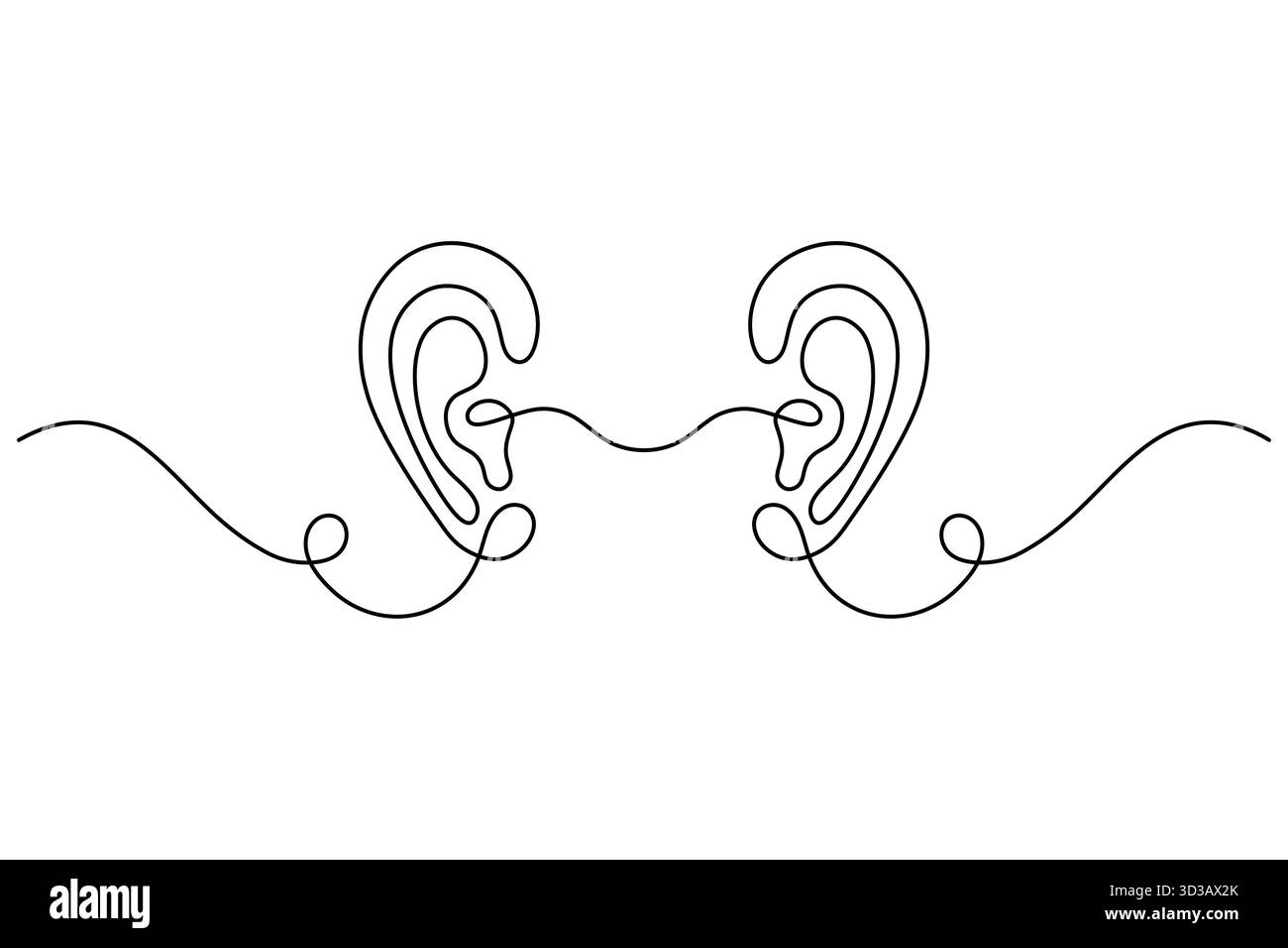 Dessin minimal One Line Ear illustration du concept d'écoute Continuous Line Art Illustration de Vecteur