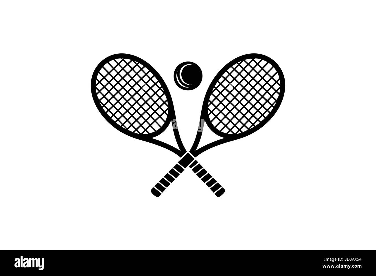 Deux raquettes de tennis croisées et icône de balle Illustration de Vecteur