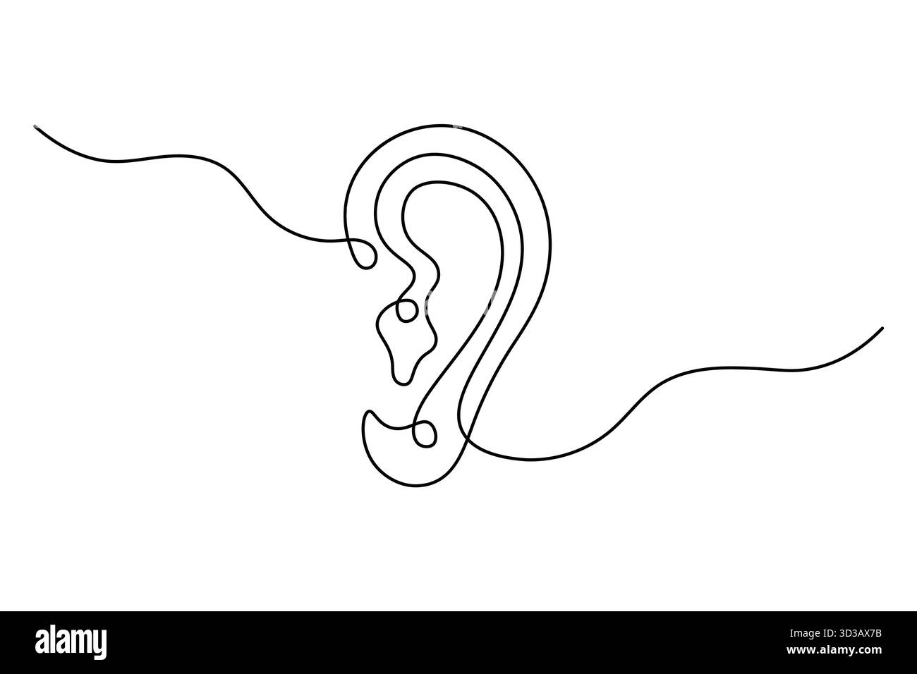 Dessin minimal One Line Ear illustration du concept d'écoute Continuous Line Art Illustration de Vecteur
