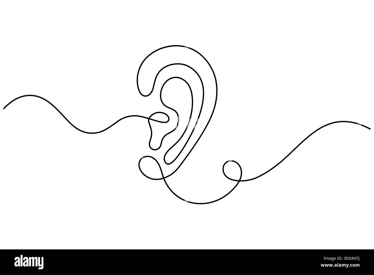 Dessin minimal One Line Ear illustration du concept d'écoute Continuous Line Art Illustration de Vecteur