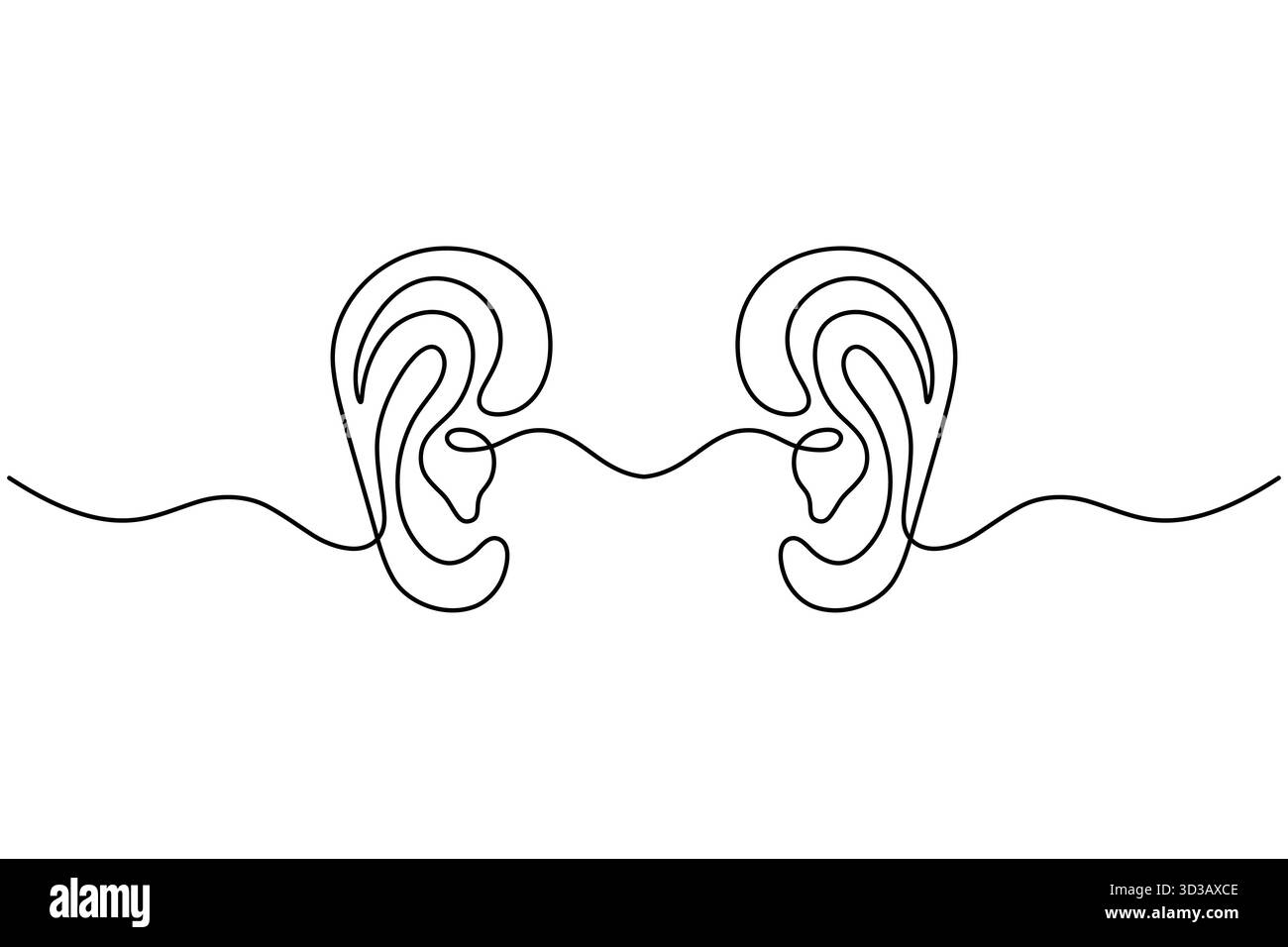 Dessin minimal One Line Ear illustration du concept d'écoute Continuous Line Art Illustration de Vecteur