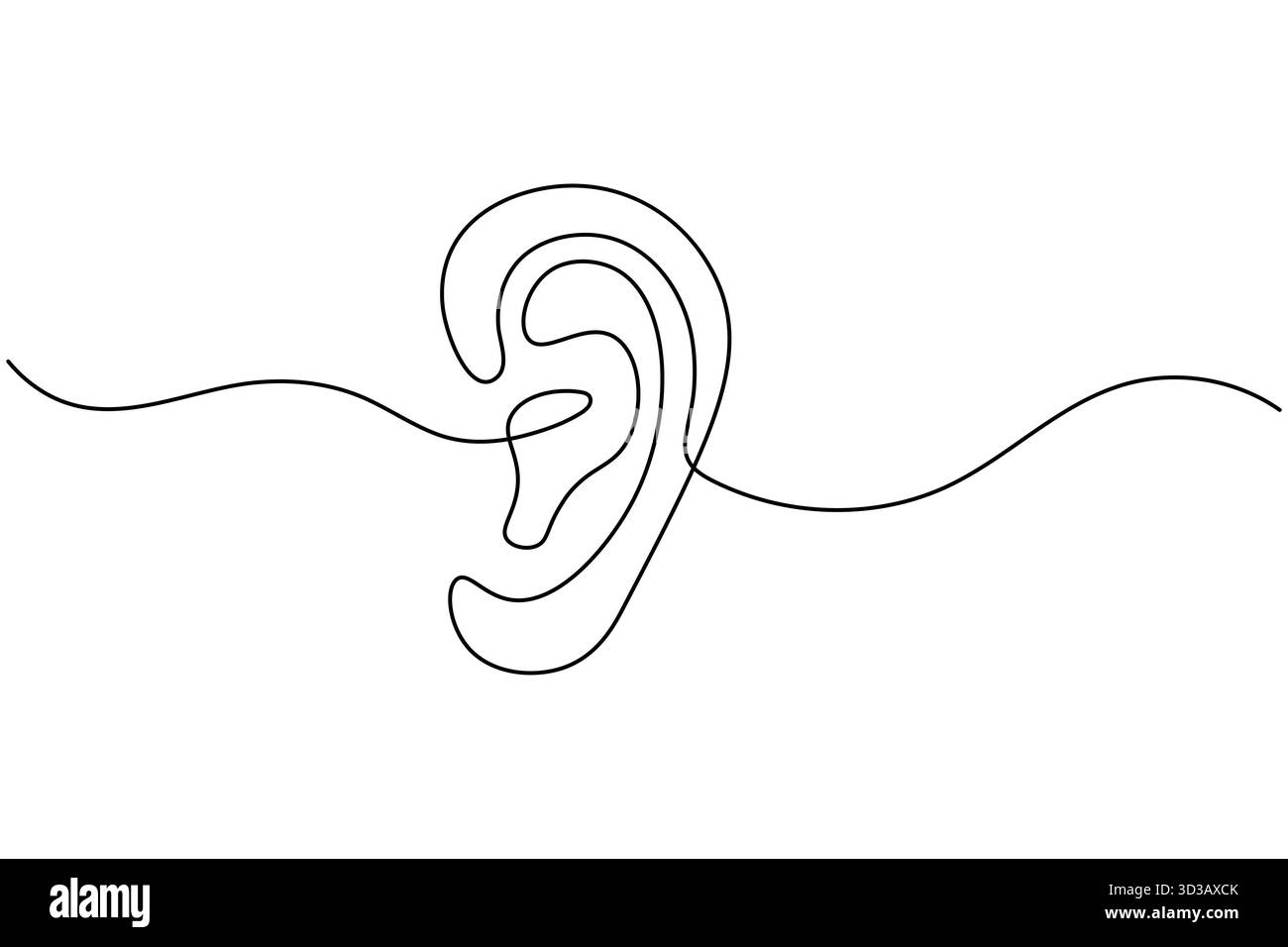 Dessin minimal One Line Ear illustration du concept d'écoute Continuous Line Art Illustration de Vecteur