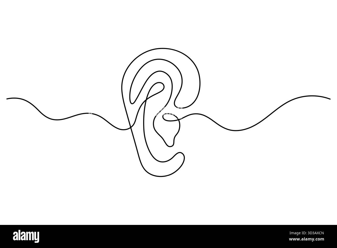 Dessin minimal One Line Ear illustration du concept d'écoute Continuous Line Art Illustration de Vecteur